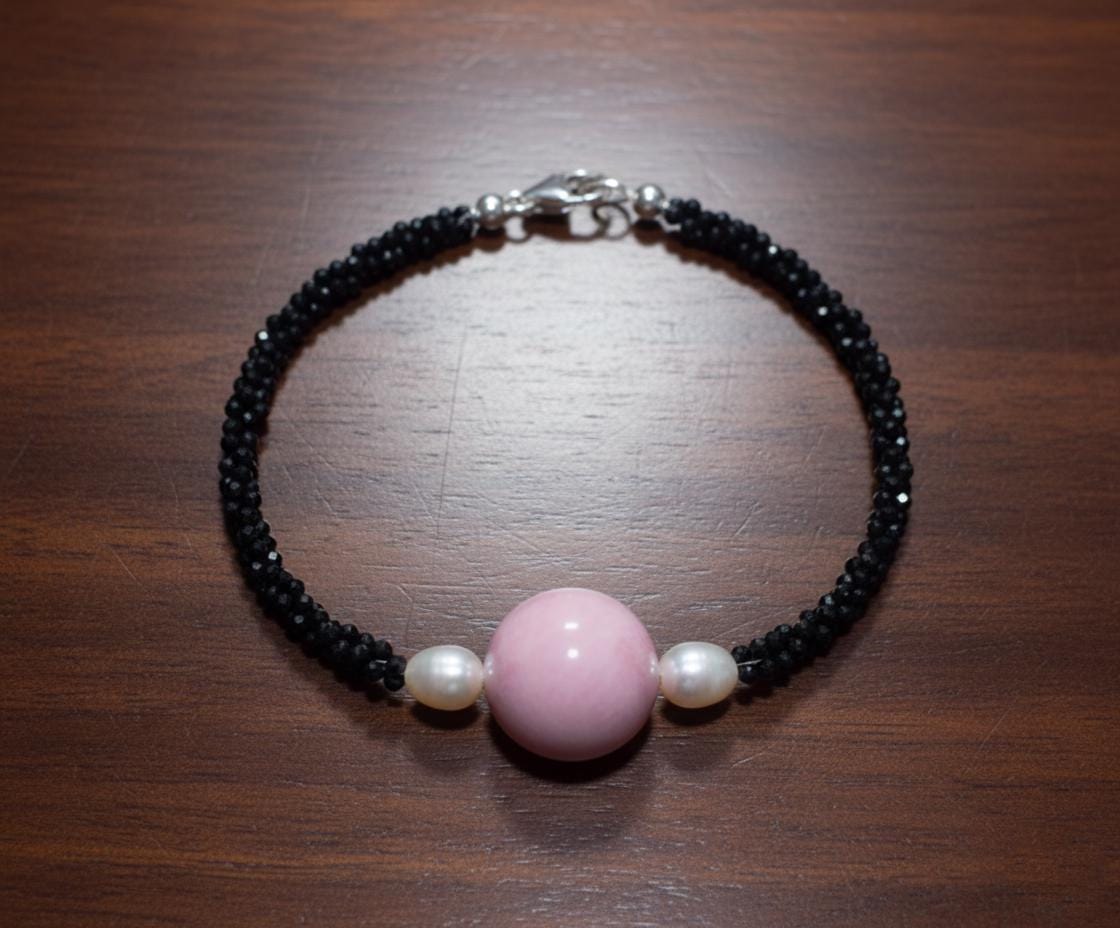 Black Spinel Jasper bracelet, Bracelet, Pink Bracelet, Jasper jewelry, Handmade Bracelet, Men Bracelet, Birthday Gift, Valentines Gift, Gift