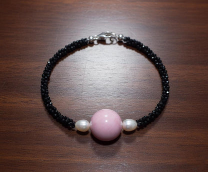 Black Spinel Jasper bracelet, Bracelet, Pink Bracelet, Jasper jewelry, Handmade Bracelet, Men Bracelet, Birthday Gift, Valentines Gift, Gift