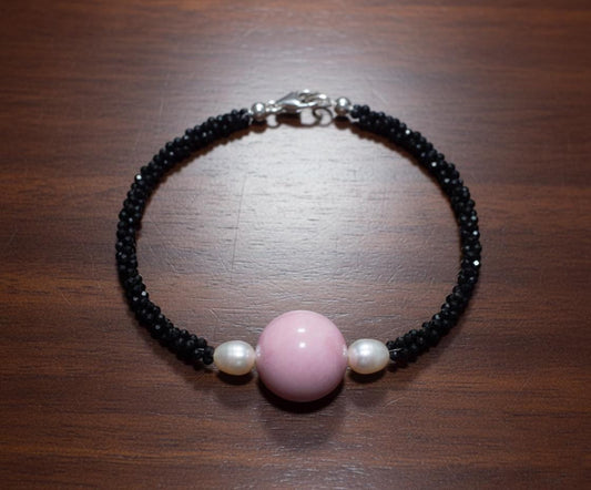 Black Spinel Jasper bracelet, Bracelet, Pink Bracelet, Jasper jewelry, Handmade Bracelet, Men Bracelet, Birthday Gift, Valentines Gift, Gift