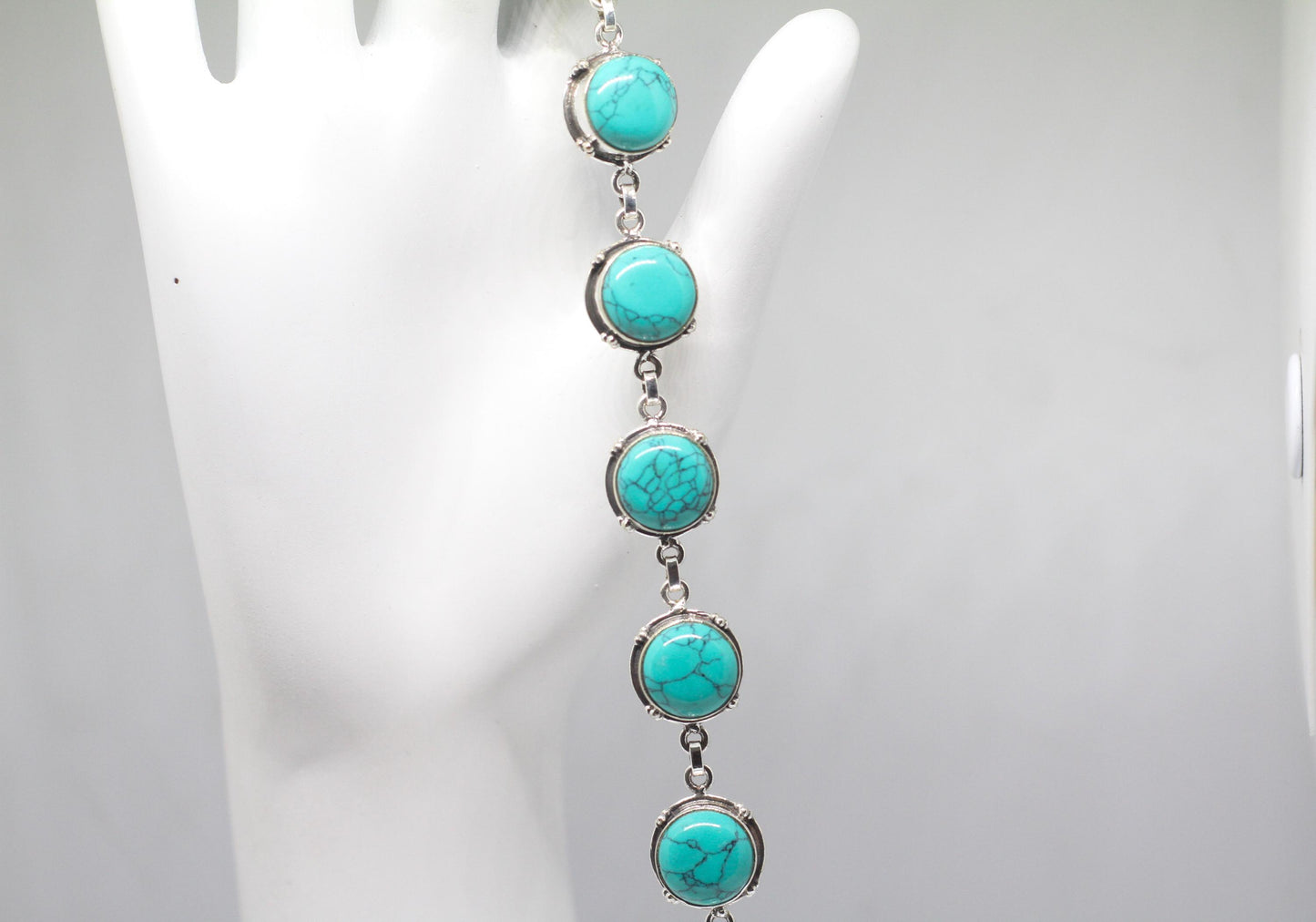 Vintage Style Turquoise Bracelet Sterling Silver December Birthstone Boho Statement Jewelry