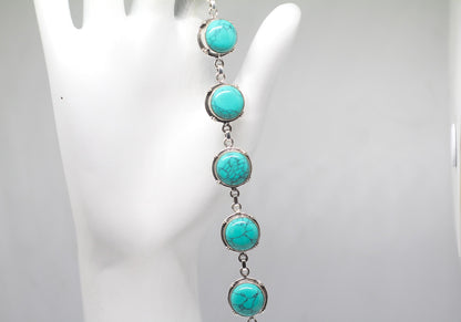 Vintage Style Turquoise Bracelet Sterling Silver December Birthstone Boho Statement Jewelry