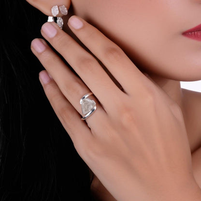 Raw Aquamarine Ring: Sterling Silver Rough Crystal Gemstone