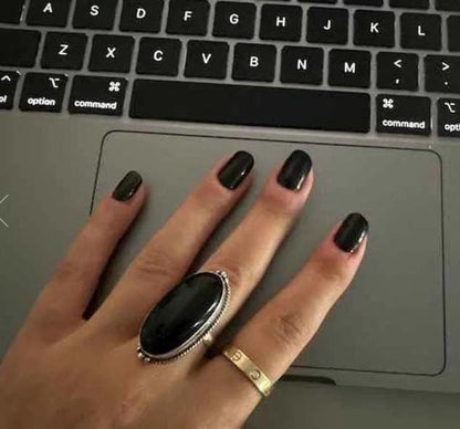 Black Onyx Ring, Handmade Ring, 925 Silver Ring, Statement Ring, Natural Onyx, Designer Ring, Big Stone Ring, Onyx Jewelry, Gemstone Ring