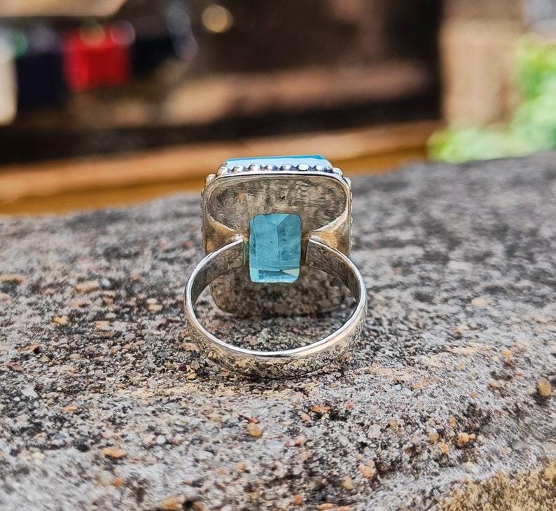 Blue Topaz Ring, 925 Silver Ring, Handmade Ring, Women Ring, Natural blue Topaz, Dainty Ring, Gemstone Ring, Statement Ring, Bohemian Ring