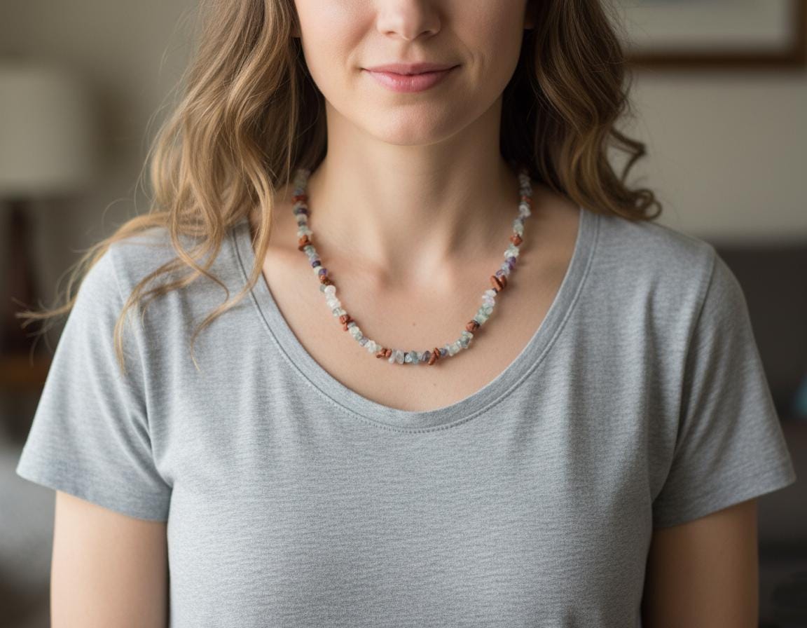 Multi Stone Necklace – Fluorite, Carnelian & Sunstone Pendant | Gold Plated Sterling Silver Necklace | Unique Healing Crystal Jewelry Gift