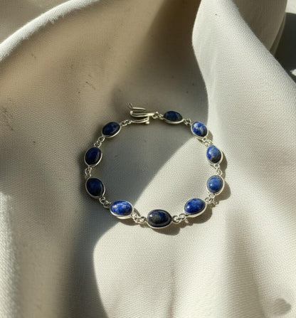 Handcrafted Lapis Lazuli Bracelet for Women, Blue Bracelet