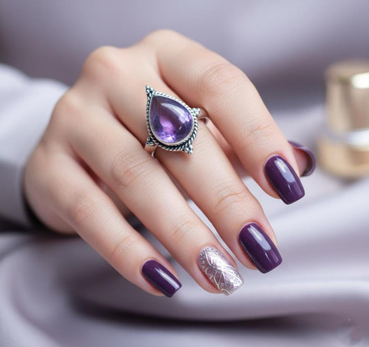 Whimsical Amethyst Gemstone Ring, Dainty Women Ring, 925 Silver Ring, Handmade Ring, Statement Ring, Natural Amethyst, Amethyst Jewelry