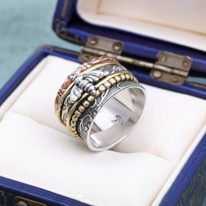 Honey Bee Spinner Ring for Women - 925 Sterling Silver Fidget Ring Handmade Gift | Women's Honey Bee Spinner Ring, Gift for Her, Women Ring