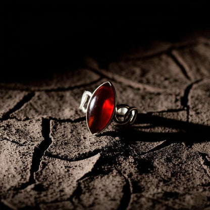 Carnelian Ring | Sterling Silver Marquise Ring | Natural Gemstone Jewelry | Handmade Gift for Her, Artisan Carnelian Ring | Sterling Silver