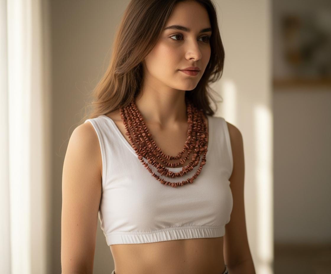 Handmade Sunstone and Black Spinel Multi-Strand Necklace | Bohemian Sunstone & Black Spinel Statement Necklace | The Sunstone  Black Spinel