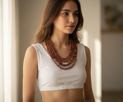 Handmade Sunstone and Black Spinel Multi-Strand Necklace | Bohemian Sunstone & Black Spinel Statement Necklace | The Sunstone  Black Spinel