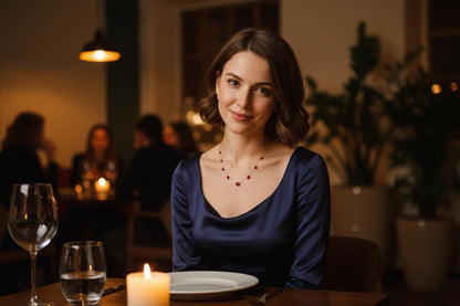 Garnet Drop Necklace Gold Plated | Handmade Gemstone Jewelry | Dainty Red Garnet Necklace | January Birthstone | Christmas Gift | Vintage