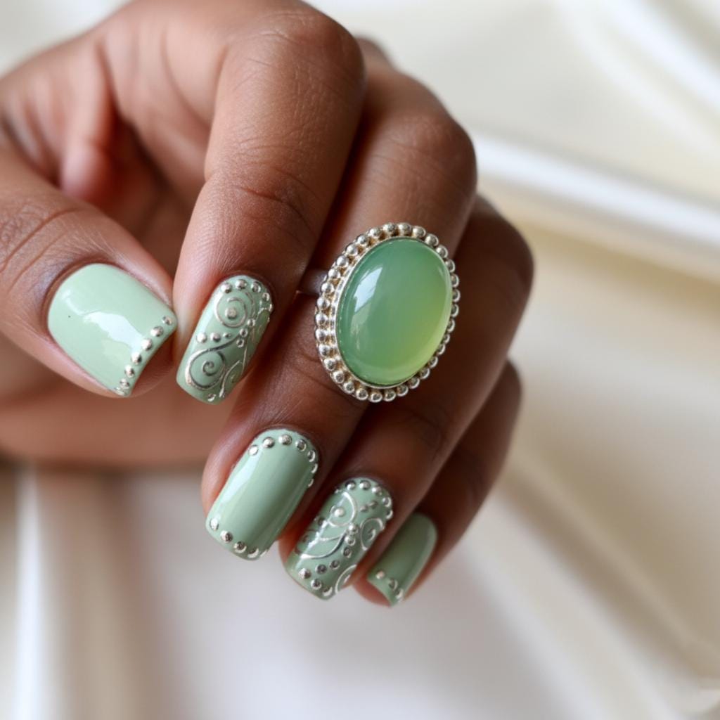 Prehnite Ring, Handmade Ring, Dainty Ring, Gemstone Ring, Natural Prehnite, Statement Ring, Bohemian Ring, Oval Green Gemstone Ring, Gift