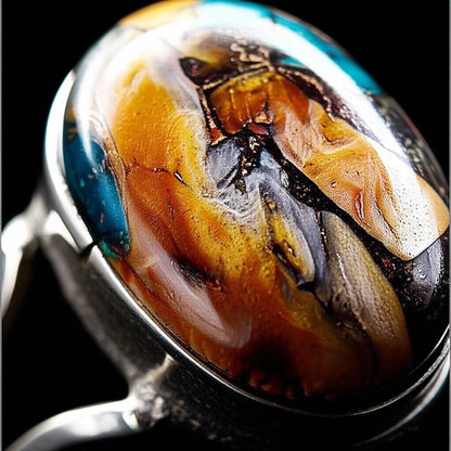 Natural Spiny Oyster and Turquoise Sterling Silver Ring- Unique Coastal Jewelry | Handmade Turquoise Ring, Oval Turquoise Ring, Gift for her