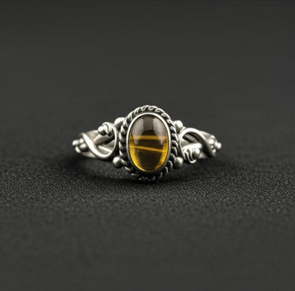 Handmade Smoky Quartz Ring | Sterling Silver Gemstone Ring | Oval Stone Ring | Unique Gift for Her, Smoky Quartz Statement Ring