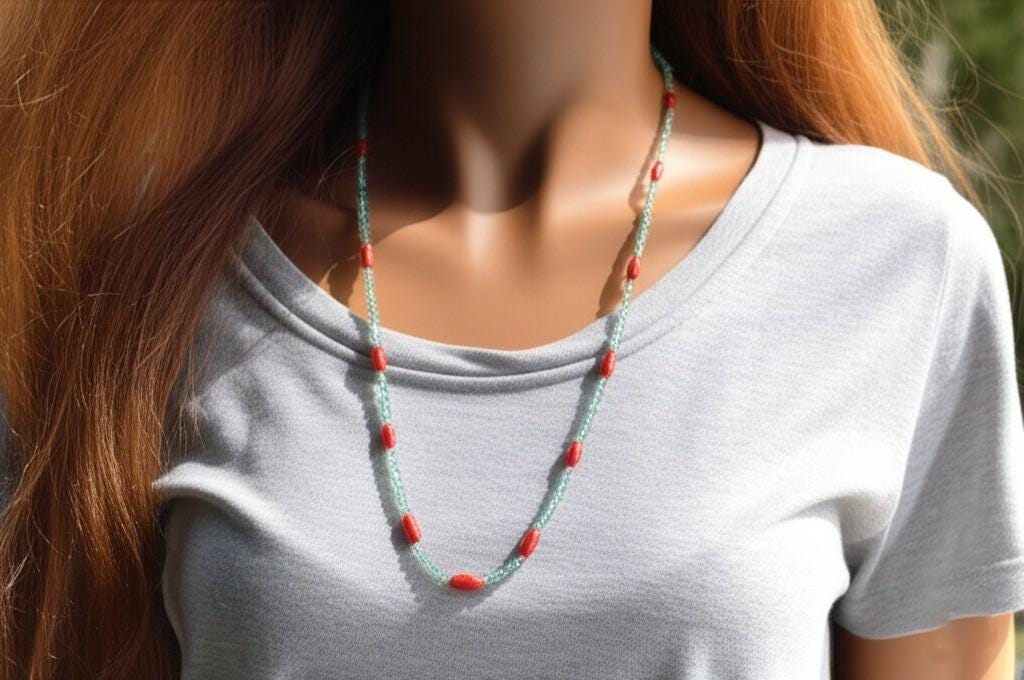 Apatite Necklace, Coral Beaded Necklace, Statement Jewelry, Handmade Jewelry, Natural Stone Jewelry, Beaded Necklace for Women, Gift for her