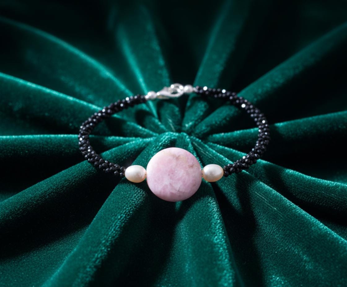 Black Spinel Jasper bracelet, Bracelet, Pink Bracelet, Jasper jewelry, Handmade Bracelet, Men Bracelet, Birthday Gift, Valentines Gift, Gift