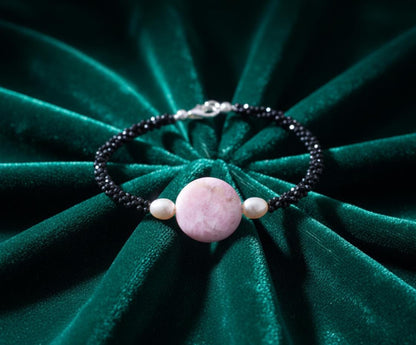 Black Spinel Jasper bracelet, Bracelet, Pink Bracelet, Jasper jewelry, Handmade Bracelet, Men Bracelet, Birthday Gift, Valentines Gift, Gift