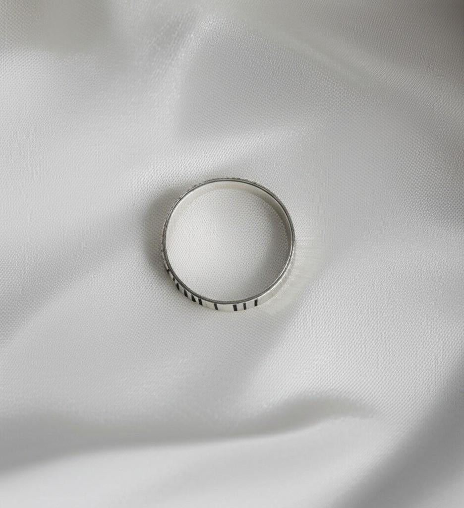 Minimalist Silver Band Ring | Textured Sterling Silver Ring | Modern Everyday Jewelry | Handmade Minimalist Ring | Bar Textured Silver Band