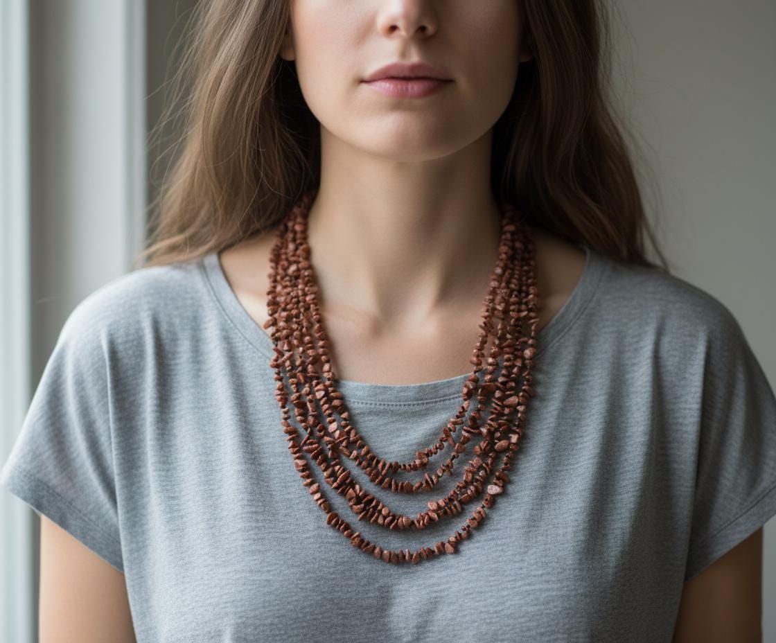 Handmade Sunstone and Black Spinel Multi-Strand Necklace | Bohemian Sunstone & Black Spinel Statement Necklace | The Sunstone  Black Spinel