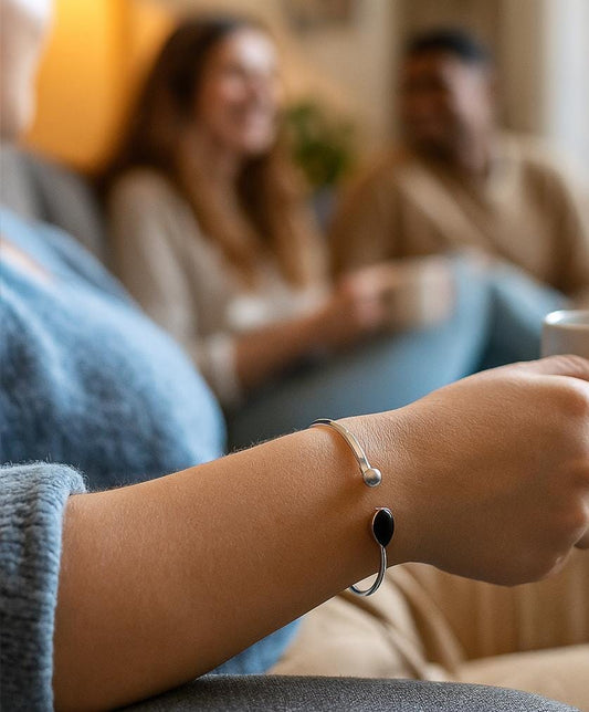 Handmade Black Onyx Sterling Silver Cuff Bangle
