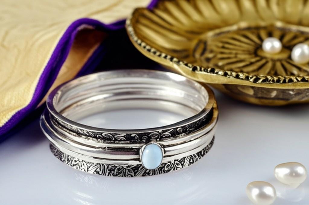 Larimar Bangle, Spinner Bangle, 925 Silver Bangle, Gemstone Bangle, Natural Larimar, Handmade Bangle, Fidget Bangle, Bohemian Bangle, Gift