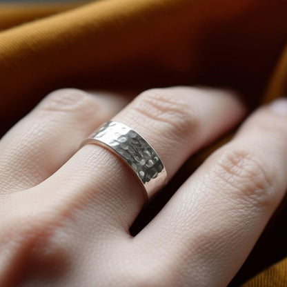 Hammered Sterling Silver Ring | Textured Silver Band, Minimalist Silver Ring | Hand Hammered Band, Everyday Sterling Silver Ring | Gift her