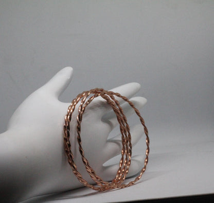 Set of 4 Twisted Pure Copper Bangles | Handmade Twisted Copper Wire Bracelet Set | Spiral Copper Bangle Set | Christmas Gift for her