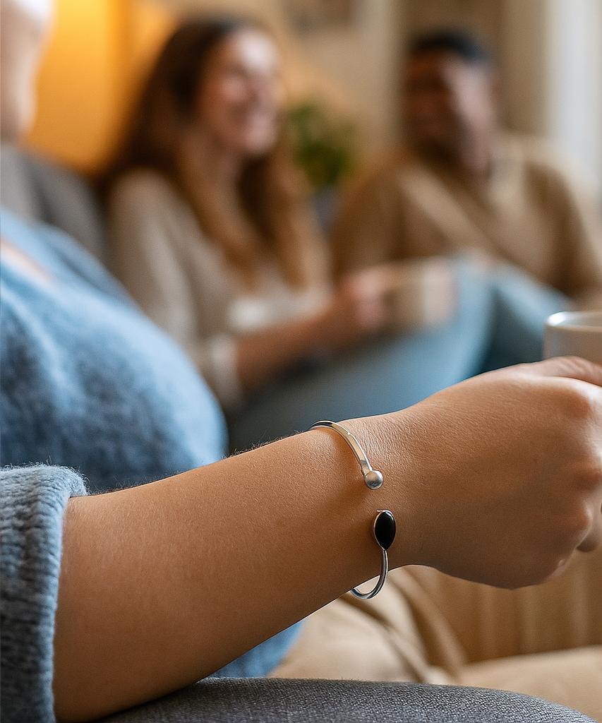 Handmade Black Onyx Sterling Silver Cuff Bangle
