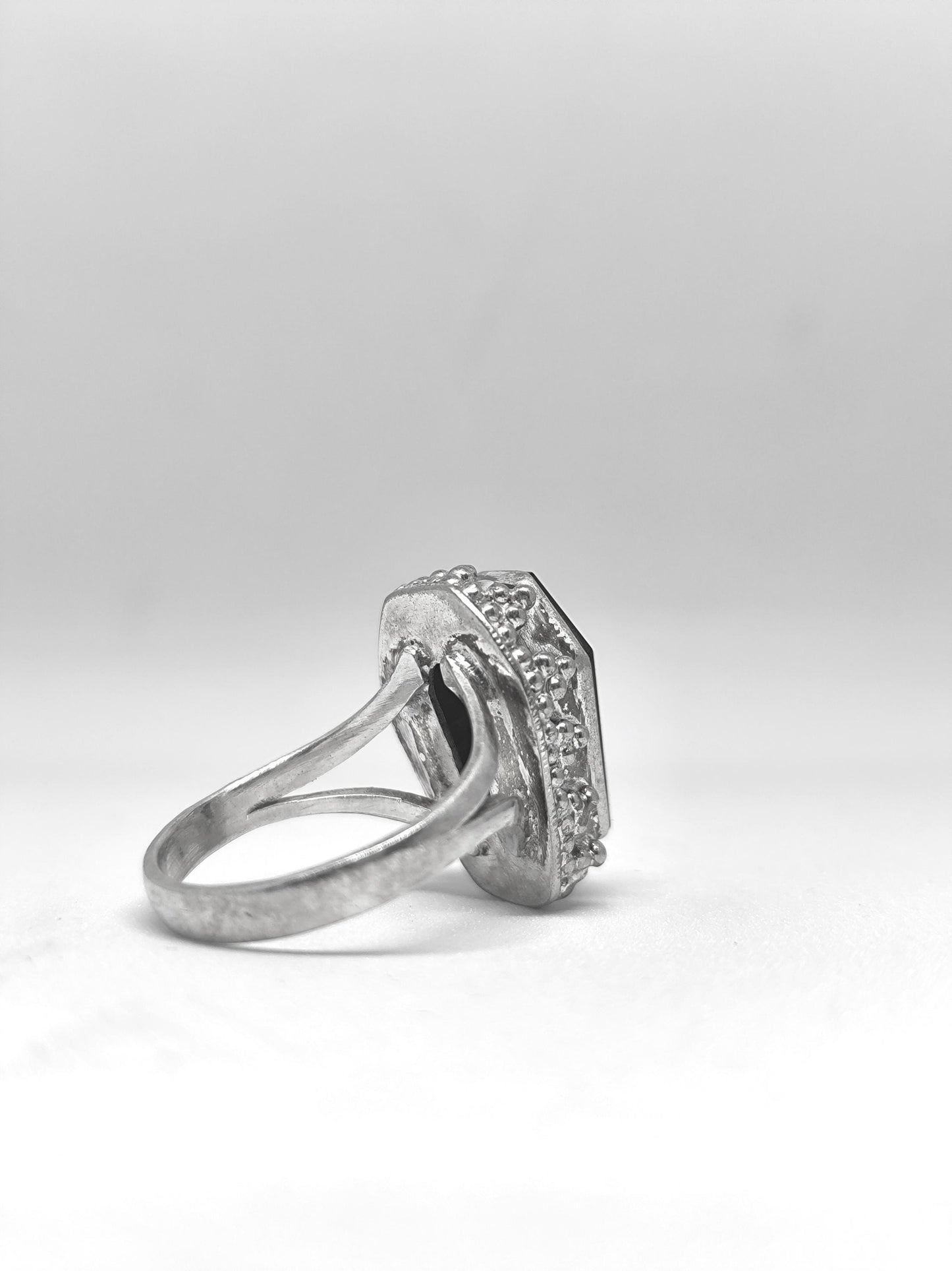 Vintage Black Onyx Ring: Handcrafted Sterling Silver Statement