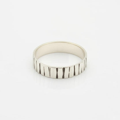Minimalist Silver Band Ring | Textured Sterling Silver Ring | Modern Everyday Jewelry | Handmade Minimalist Ring | Bar Textured Silver Band
