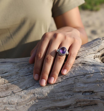 Amethyst Ring, Handmade Ring, Women Ring, Sterling Silver Ring, Natural Amethyst, Bohemian Ring, Amethyst Jewelry, Gift For Her