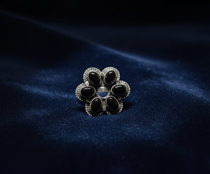 Black Onyx Ring Sterling Silver Women Boho Statement Healing Crystal Jewelry Gift for Her