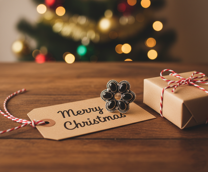 Black Onyx Ring Sterling Silver Women Boho Statement Healing Crystal Jewelry Gift for Her