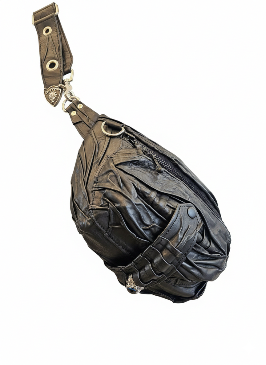 Limited Edition "Ruched" Leather Fanny Bag | Cow-Calf Lined