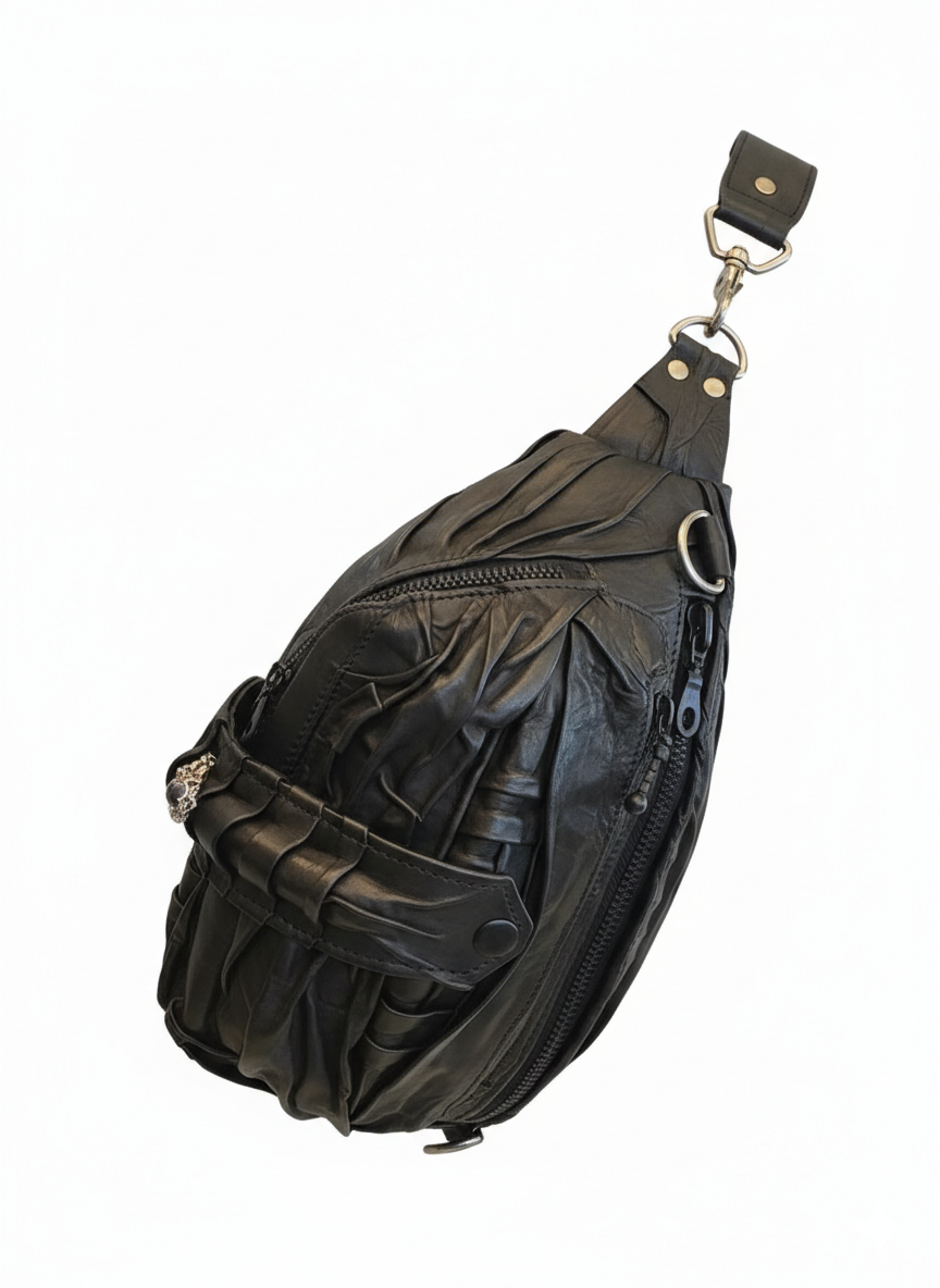 Limited Edition "Ruched" Leather Fanny Bag | Cow-Calf Lined