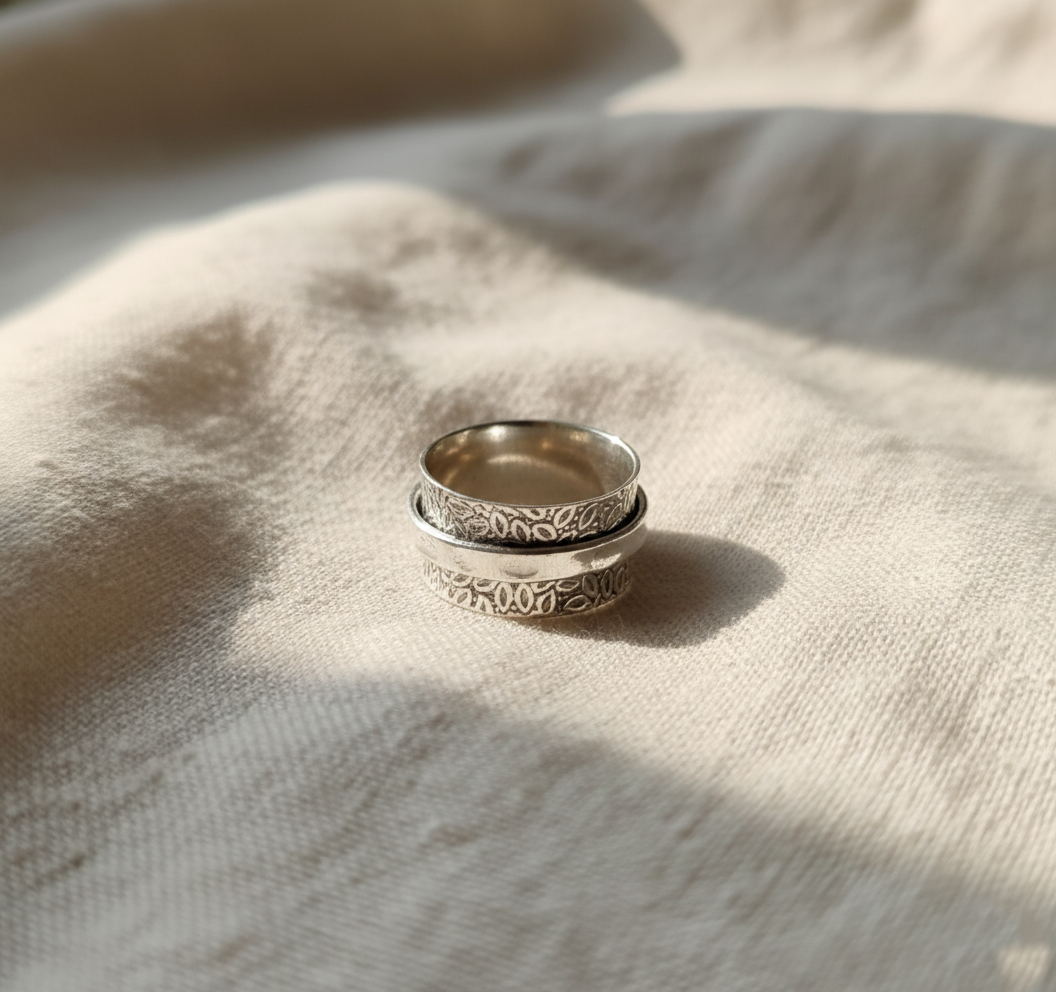 Sterling Silver Spinner Ring Women, Anxiety Ring Fidget Ring, 925 Silver Meditation Ring, Boho Thumb Ring, Worry Ring, Gift for Her