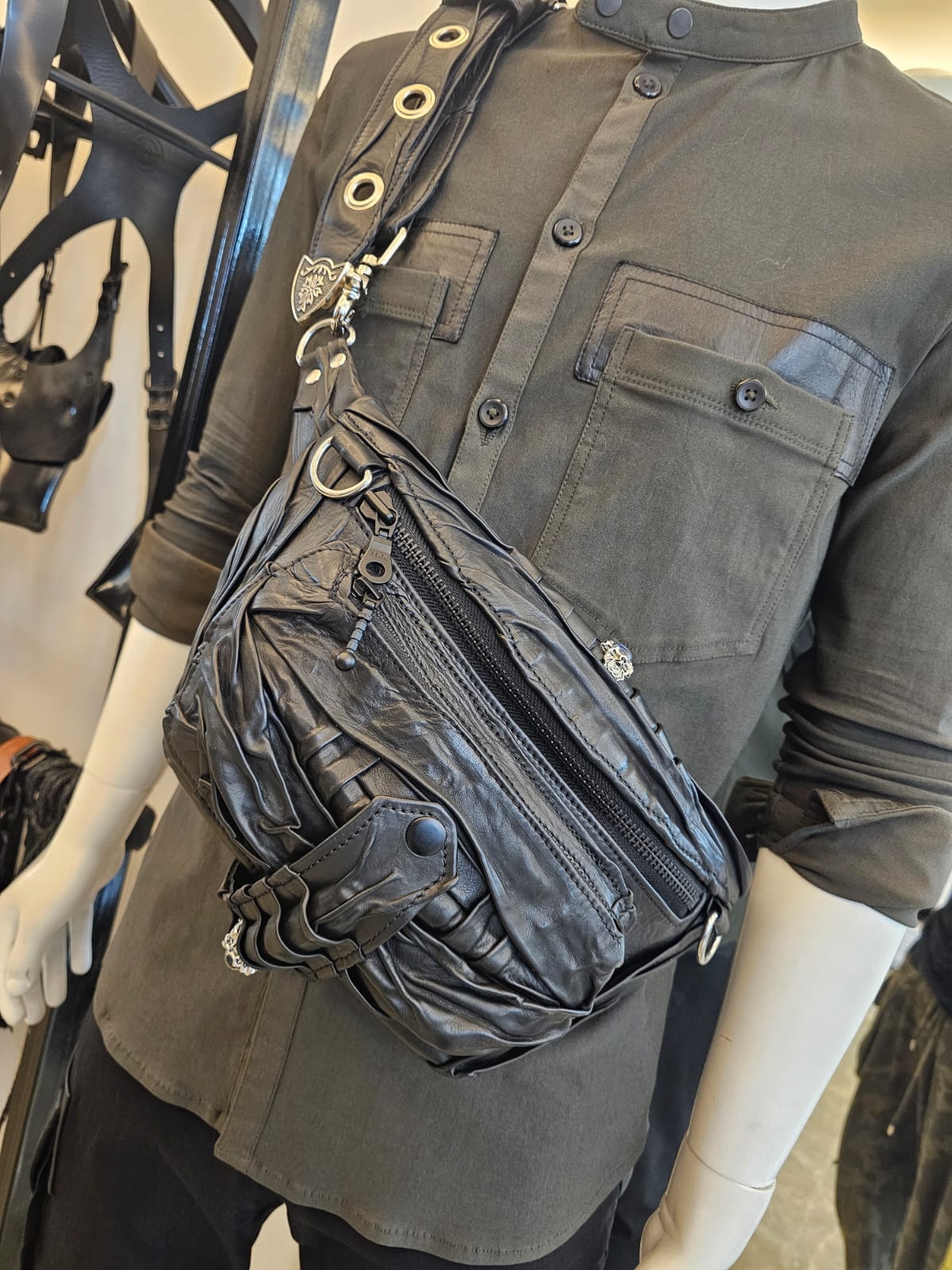 Limited Edition "Ruched" Leather Fanny Bag | Cow-Calf Lined