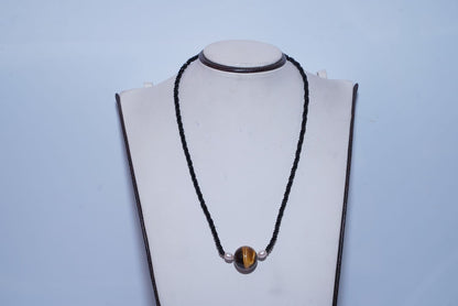 Black Spinel Tiger Eye Black Pearl Necklace 925 Sterling Silver Protection Boho