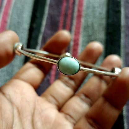 Larimar Bangle, Handmade Bangle, 925 Silver Bangle, Natural Larimar, Gemstone Bangle, Beautiful Ring, Boho Bangle, Larimar Jewelry, Gift Her
