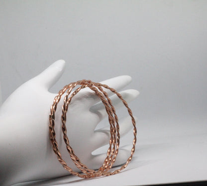 Set of 4 Twisted Pure Copper Bangles | Handmade Twisted Copper Wire Bracelet Set | Spiral Copper Bangle Set | Christmas Gift for her