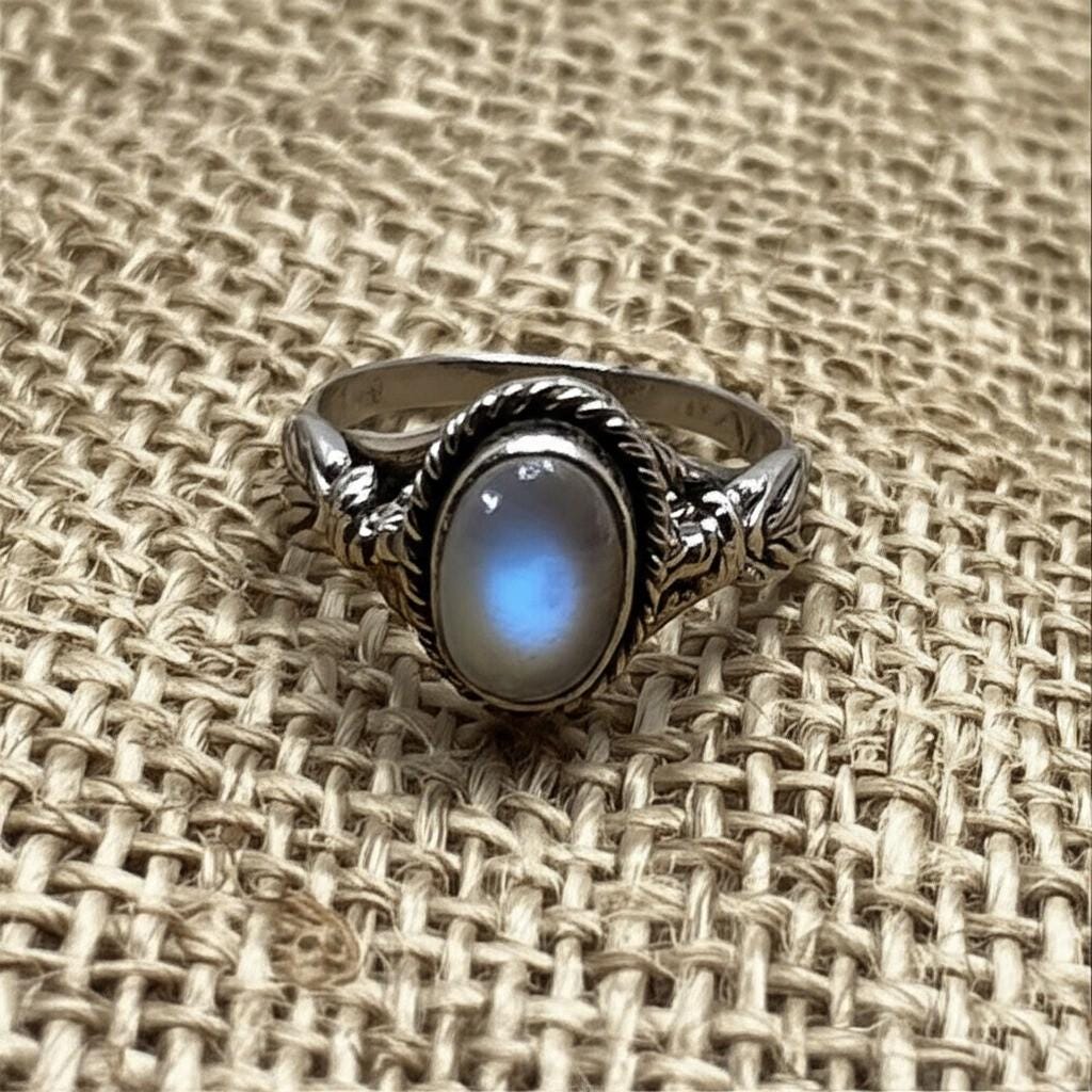 Antique Style Blue topaz Ring, Sterling Silver Topaz Ring, Oval Topaz Filigree Ring, Vintage Inspired Topaz Ring, Gift for Her, White topaz