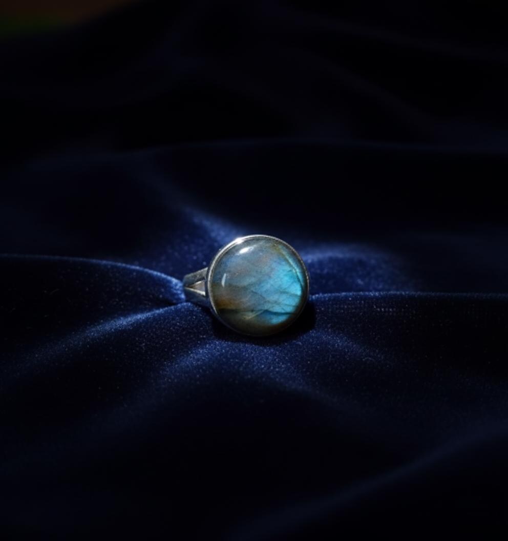 Sterling Silver Labradorite Ring | Blue Flash Labradorite Statement Ring | Natural Gemstone Ring | Boho Jewelry Gift for Her
