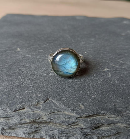 Sterling Silver Labradorite Ring | Blue Flash Labradorite Statement Ring | Natural Gemstone Ring | Boho Jewelry Gift for Her