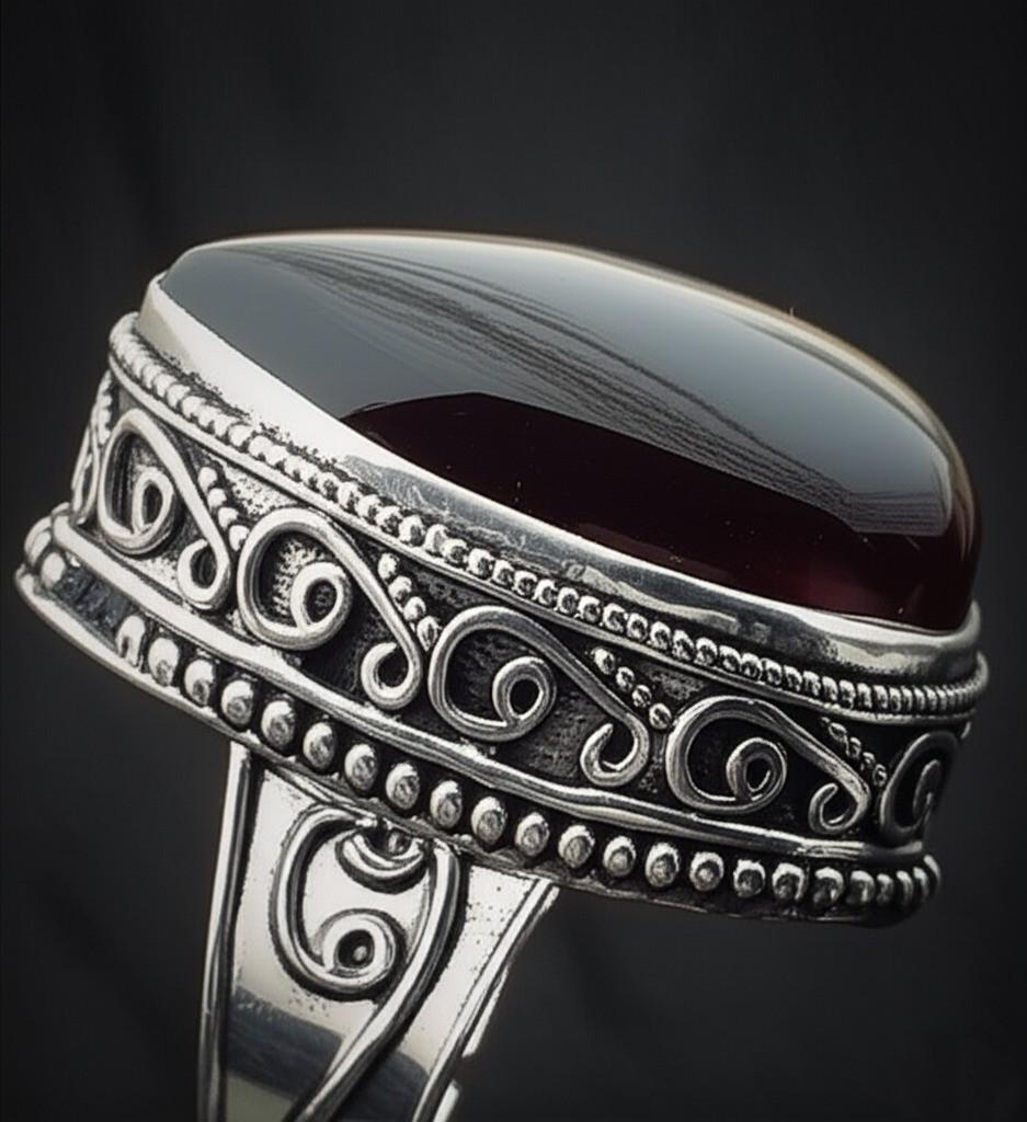 Handmade Garnet Ring - Sterling Silver - Unique Design, Natural Garnet Statement Ring - Artisan Crafted, Boho Garnet Ring - Gift for her