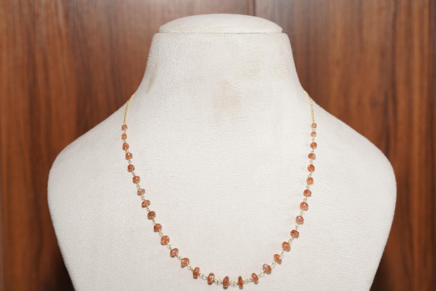 Sunstone Necklace, Handmade Jewelry, Minimalist Necklace, Dainty Gemstone Necklace, Natural Stone Jewelry, Peach Sunstone Jewelry