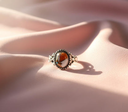 Oyster Copper Turquoise Ring, Women Ring, 925 Silver Ring, Handmade Ring, Natural Oyster, December Birthstone, Gemstone Ring, Dainty Ring