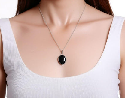 Midnight Onyx Pendant, Classic Black Pendent, Lucky Charm Pendent, Black Pendent, Gift for her, Handmade Pendent, Gemstone Pendent, Gift