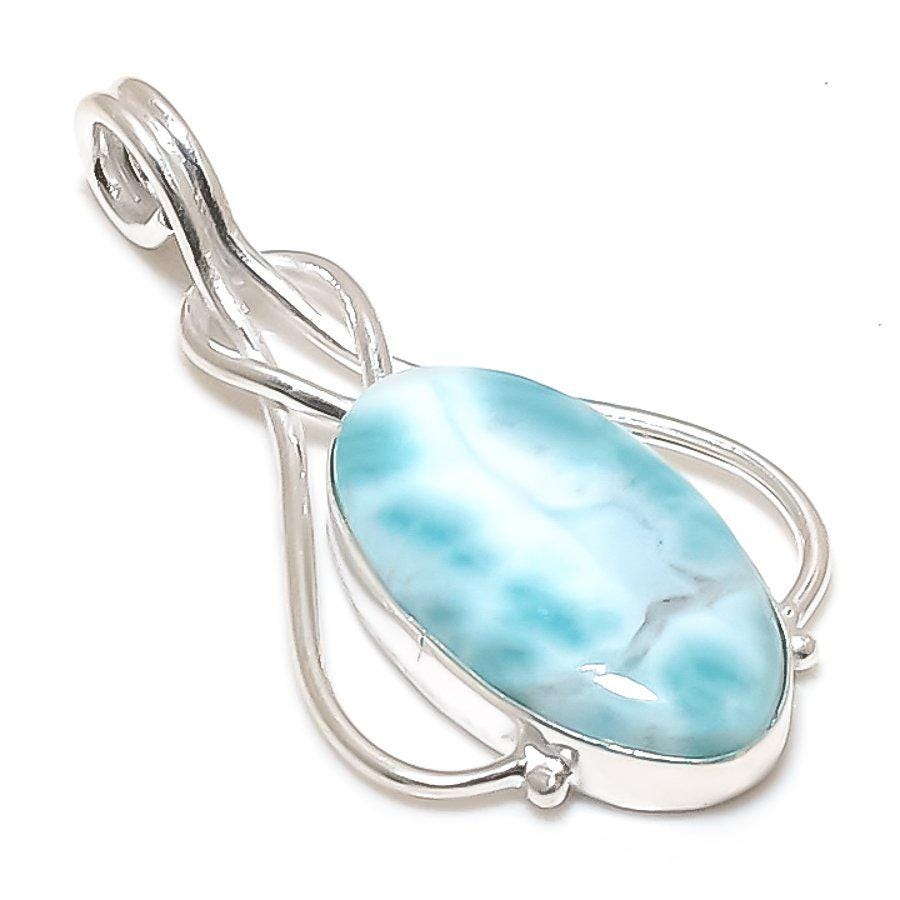 Emerald Matrix Pendant, Natural Turquoise  Silver Pendant, Vibrant Turquoise Statement Pendant, Unique Turquoise Cabochon Necklace, Gift her