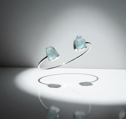 Dainty Aquamarine Bangle, Aquamarine Bangle, Handmade Bangle, 925 Silver Bangle Natural Aquamarine, Gemstone Bangle, Dainty Bangle, Gift Her